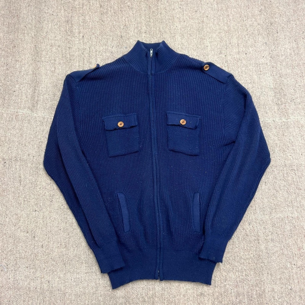 Vintage‎ JC Penny Sweater Mens XL Blue 1970s Zip Up USA